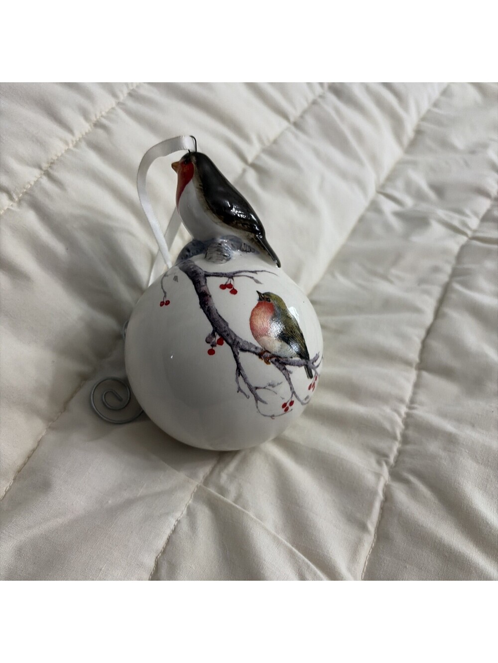 Royal Worcester Wrendale Designs Porcelain Bauble Featuring Hand Painted Bird